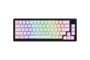 HATOR Skyfall Wireless 65 Mechanical Gaming Keyboard, 65% Form Factor, USB/RF/Bluetooth, US English Layout, Black/White