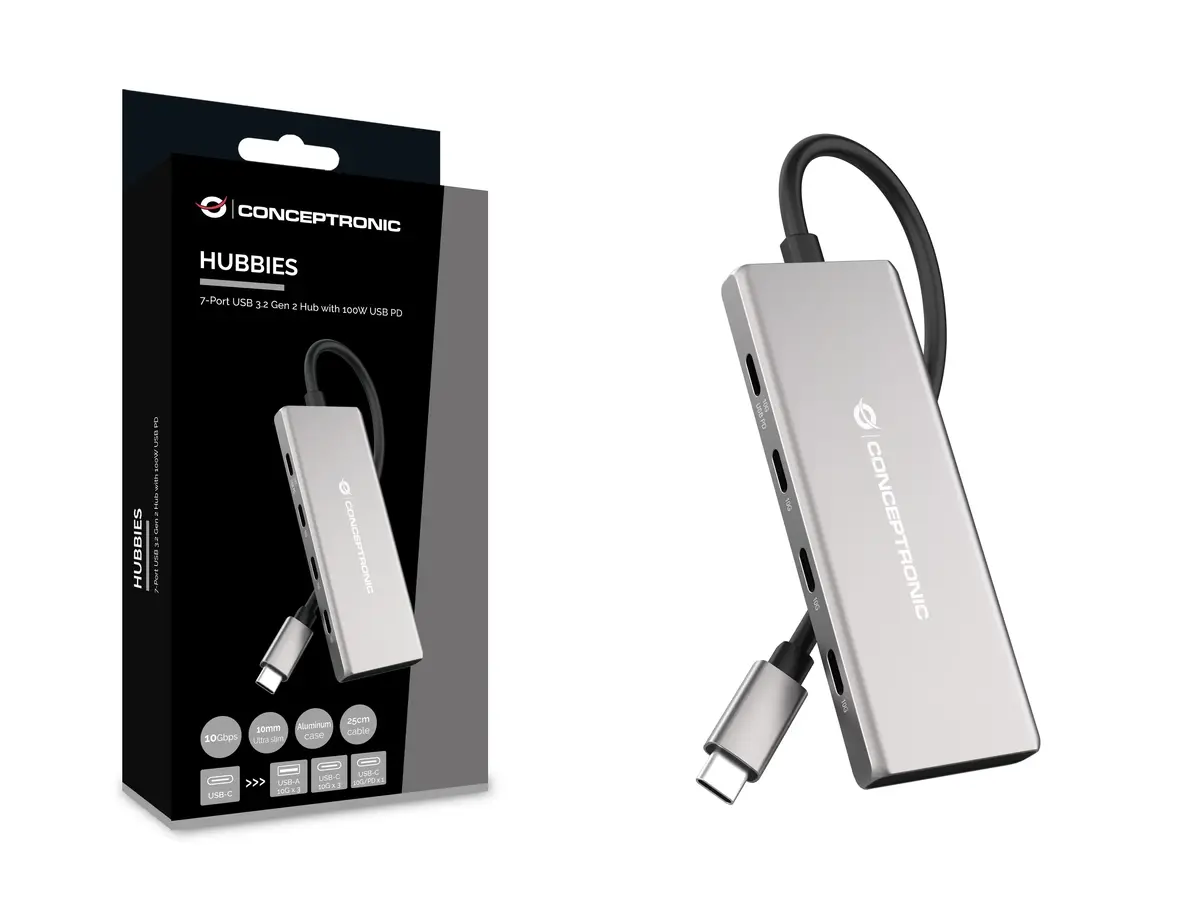 Conceptronic HUBBIES17G 7-portu USB-C centrmezgls Photo 3
