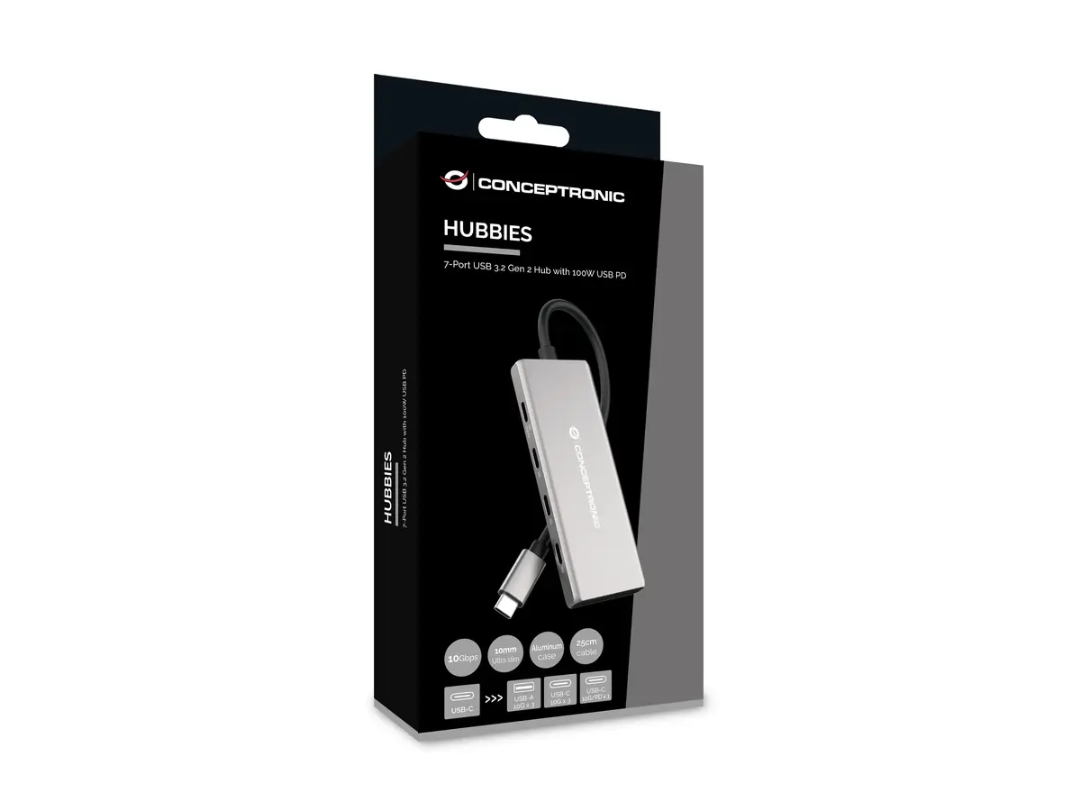 Conceptronic HUBBIES17G 7-portu USB-C centrmezgls Photo 5