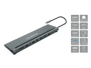 Conceptronic DONN17G USB-C Docking Station with 100W Power Delivery and Gigabit Ethernet