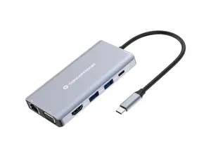 Док-станция Conceptronic DONN20G 10-в-1 USB-C с HDMI, VGA, USB 3.2, Gigabit Ethernet и поддержкой зарядки 100 Вт