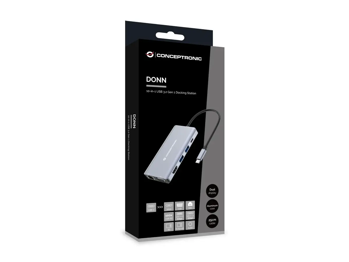 Conceptronic DONN20G 10-in-1 USB-C dokstacija Photo 4