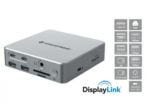 Док-станция Conceptronic DONN25G 15-в-1 USB 3.2 Gen 2, поддержка трех мониторов 4K 60Гц, PD 3.0