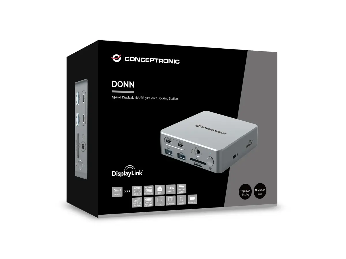 Conceptronic DONN25G 15-in-1 USB 3.2 Gen 2 dokstacija Photo 7