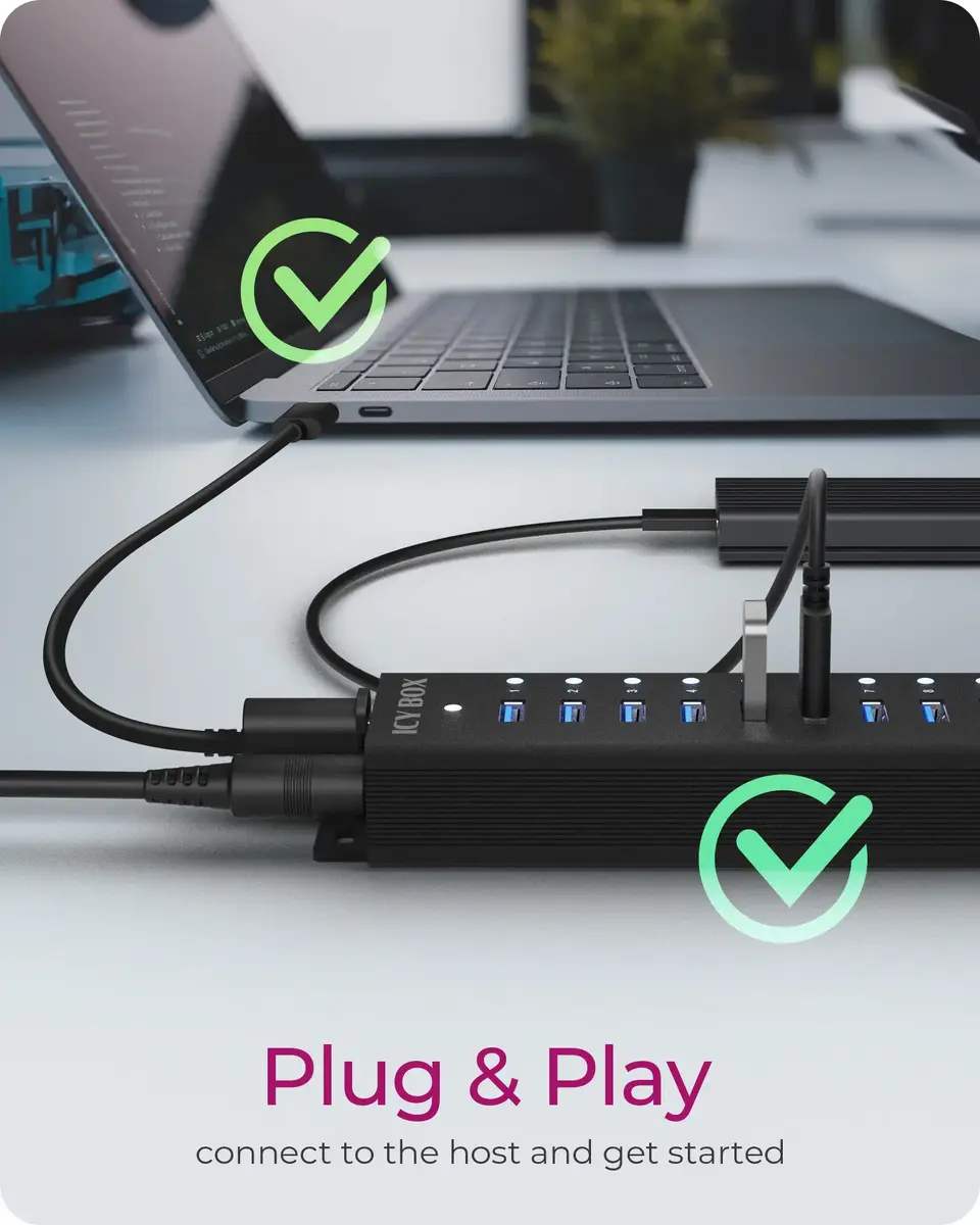 ICY BOX 17-portu USB 3.2 Gen 1 centrmezgls Photo 7