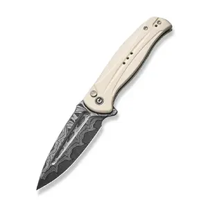 CIVIVI Incindie Folding Knife, Damascus Steel Blade, Ivory G10 Handle