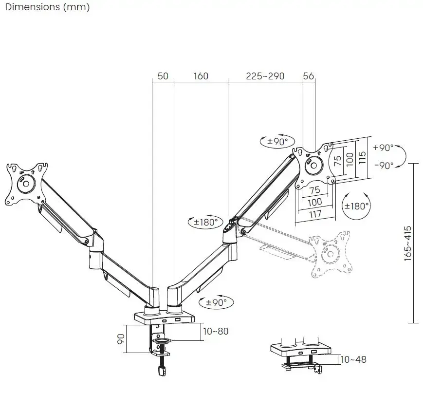 Deltaco ARM-1300-B galda stiprinājums monitoriem Photo 5