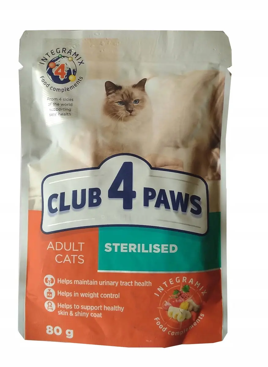 Mitrā barība sterilizētiem kaķiem Club 4