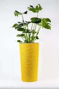 Adoni Handcrafted Jute Flower Pot with Insert, Yellow, 32x57 cm