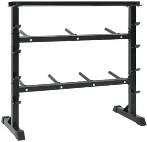 VidaXL Dumbbell Rack with 7 Holders and 8 Hooks, 300 kg Capacity, Steel