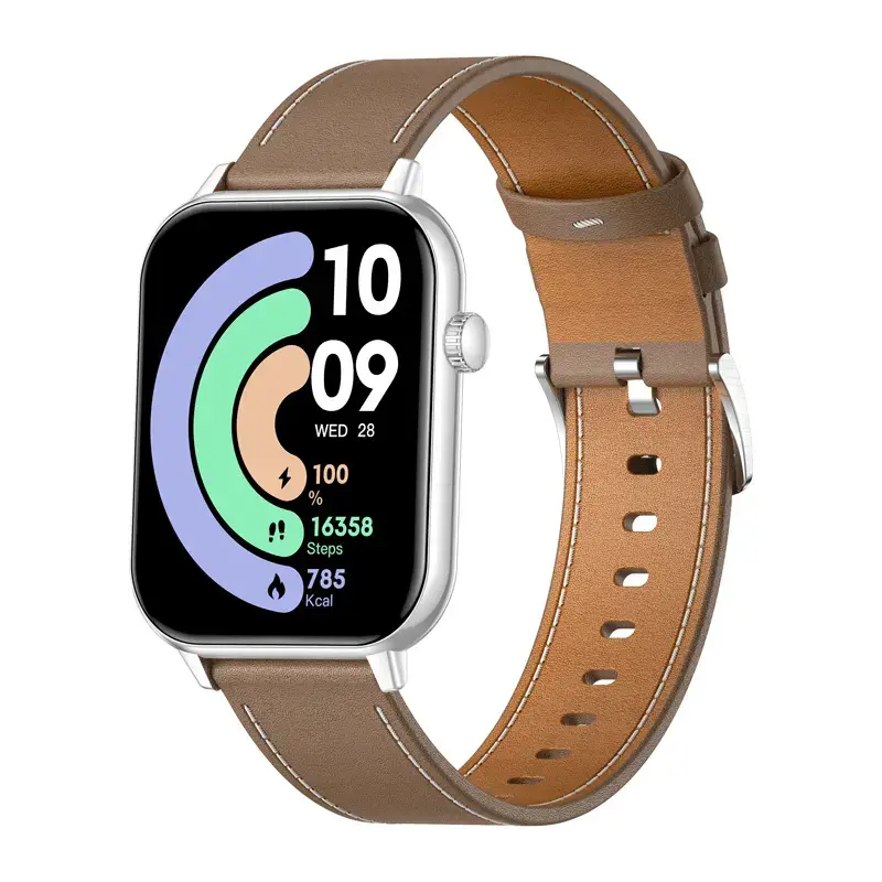 Colmi C28 Smartwatch - Silver and Brown Leather Photo 3