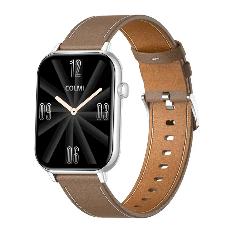 Colmi C28 Smartwatch - Silver and Brown Leather Photo 4