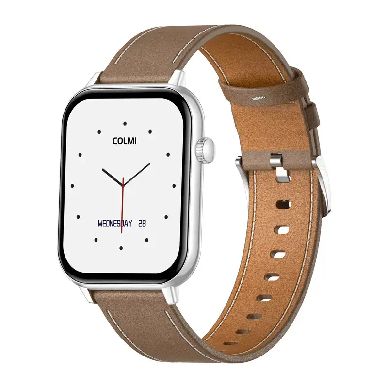 Colmi C28 Smartwatch - Silver and Brown Leather Photo 5
