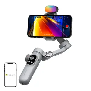 Viedtālruņa stabilizators AOCHUAN X Pro ar iebūvētu RGB apgaismojumu, pelēks