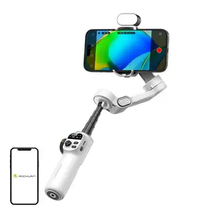 AOCHUAN X2 viedtālruņa stabilizators ar integrētu RGB apgaismojumu, balts