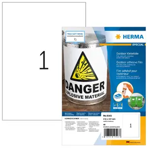 HERMA 9543 A4 Self-Adhesive Rectangular Labels, White, 40 Sheets