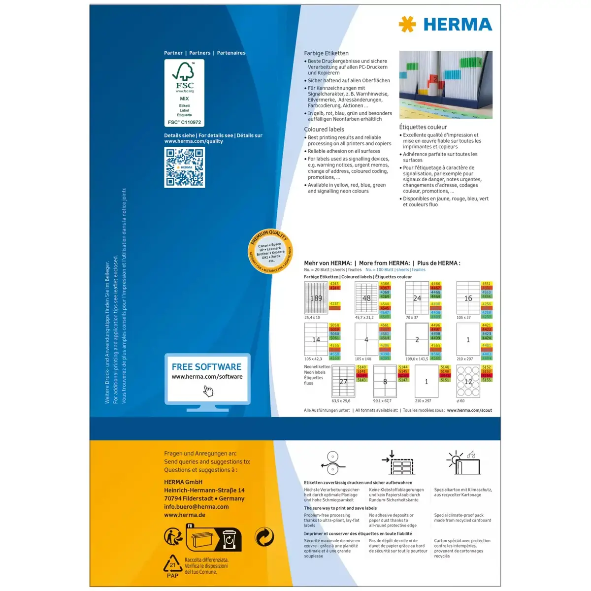 HERMA 4567 Self-Adhesive Labels - Rectangle, Red Photo 2