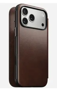 Nomad Modern Leather Folio Case for iPhone 17 Pro Max, Brown