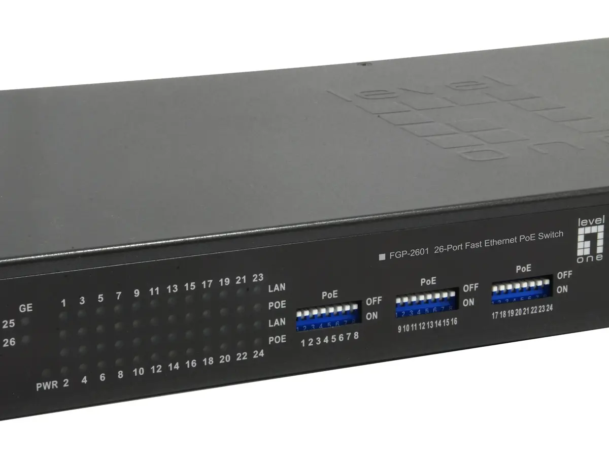 LevelOne 26-portu Fast Ethernet PoE komutators 150W Photo 6