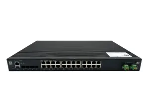 Промышленный управляемый PoE-коммутатор LevelOne L2 Plus, 28 портов, 24 x Gigabit Ethernet, 4 x 10GbE SFP+, 370 Вт, 802.3af/at/bt, для стойки