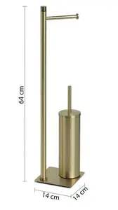 Trilly Toilet Paper and Brush Holder 2.8, Gold Finish