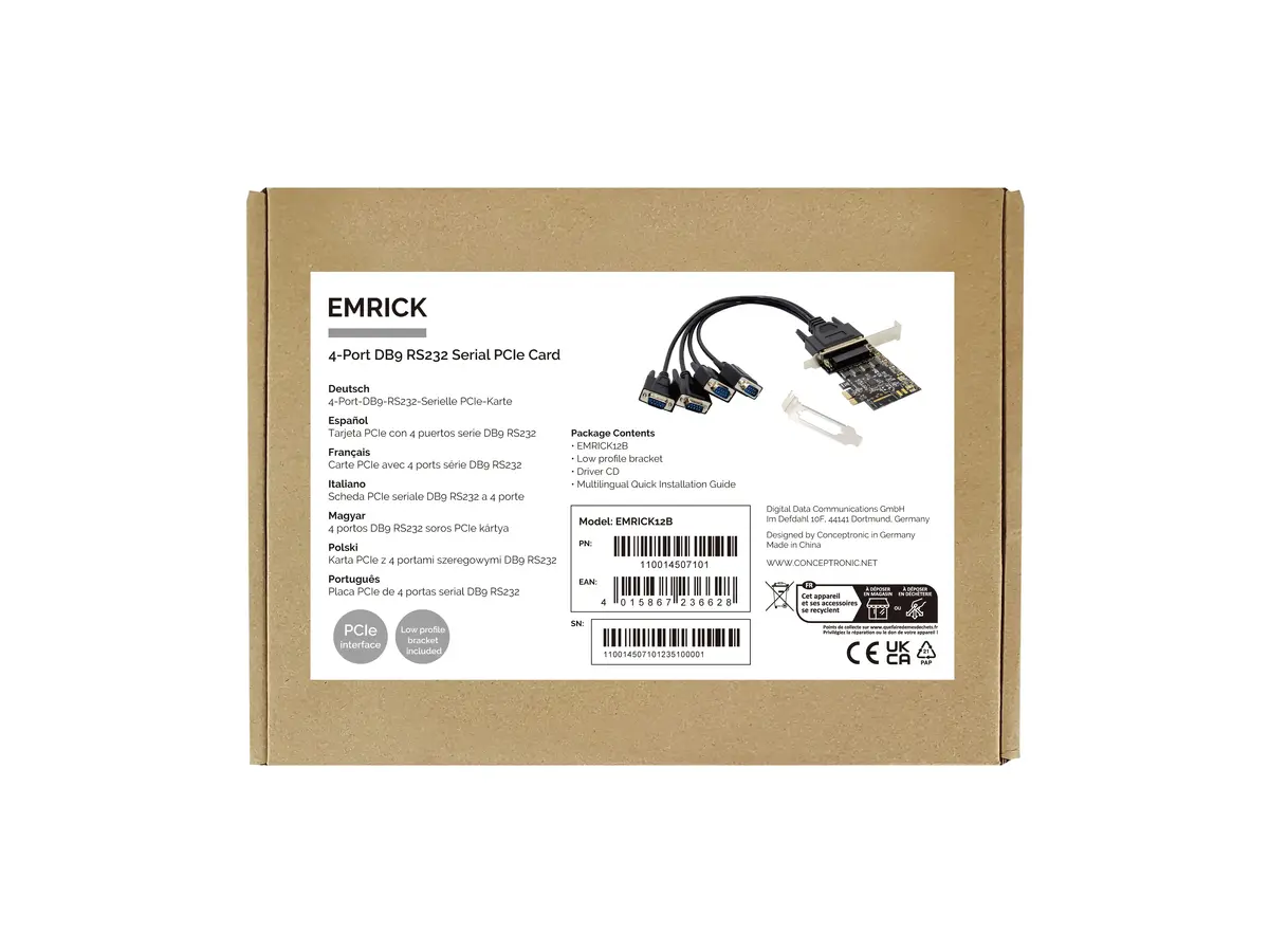 Контроллер Conceptronic 4-Port DB9 RS232 Serial PCIe Photo 3