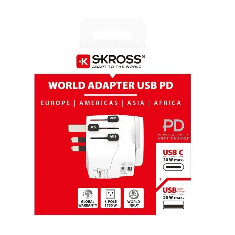 Skross Pro Light USB AC30PD World ceļojumu adapteris Photo 4