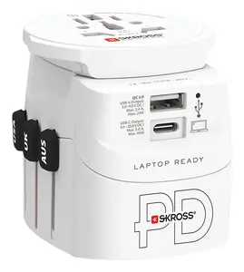Skross PRO Light USB AC45PD World universālais ceļojumu adapteris ar USB-C un USB-A pieslēgvietām