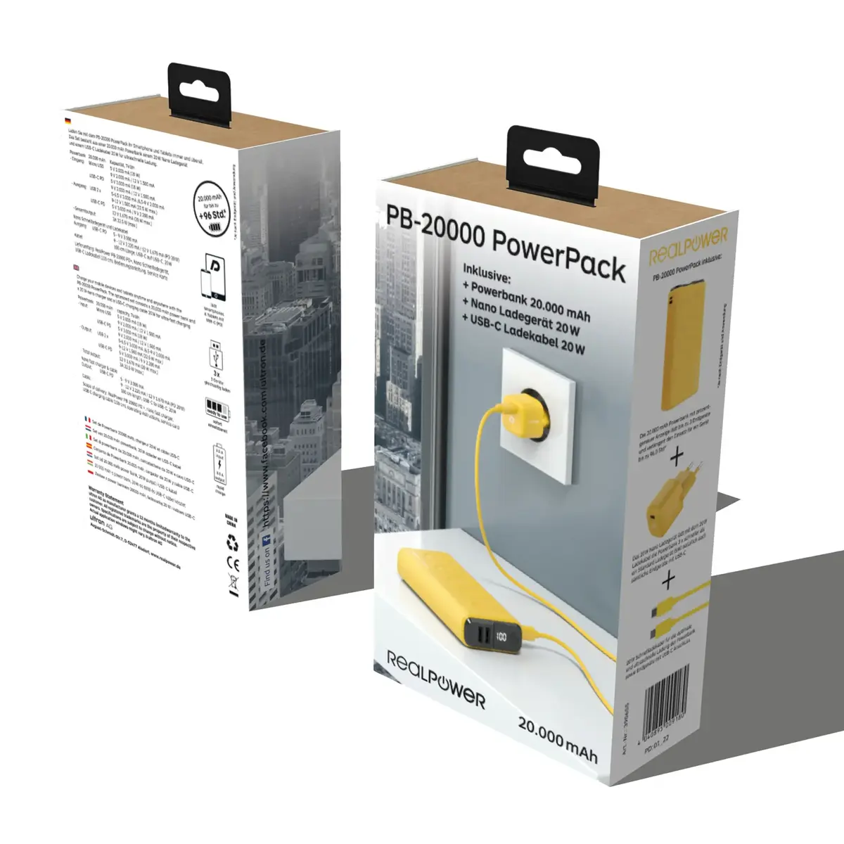 Ultron PB-20000 20000 mAh Power Bank - Yellow Photo 5