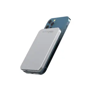 RealPower PB-5000 Mag Power Bank 5000 mAh Lithium Polymer with Wireless Charging, Silver