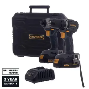 18V Cordless Drill Driver Set with 2x2Ah Batteries and Charger