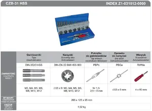 FANAR CZB-31 HSS Tap and Die Set 31-piece M3-M12