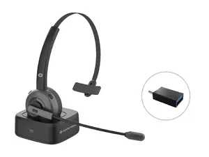 Conceptronic POLONA bezvadu Bluetooth austiņas ar uzlādes dokstaciju, uzliekamas, melnas