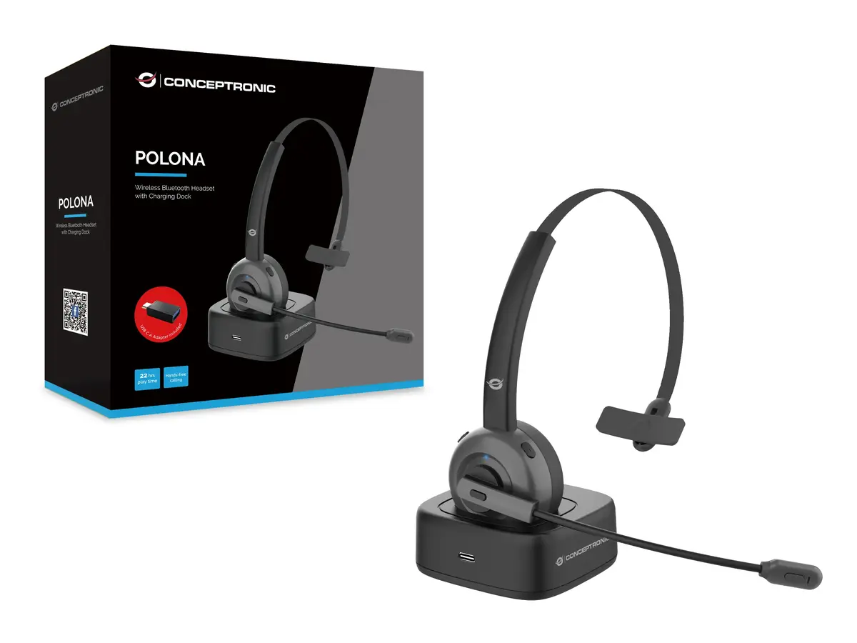 Conceptronic POLONA bezvadu Bluetooth austiņas ar dokstaciju Photo 2