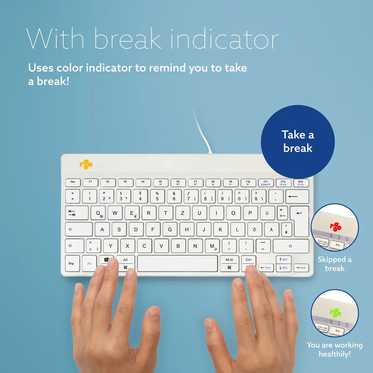 R-Go Tools Compact Break ergonomiska tastatūra QWERTZ Photo 9