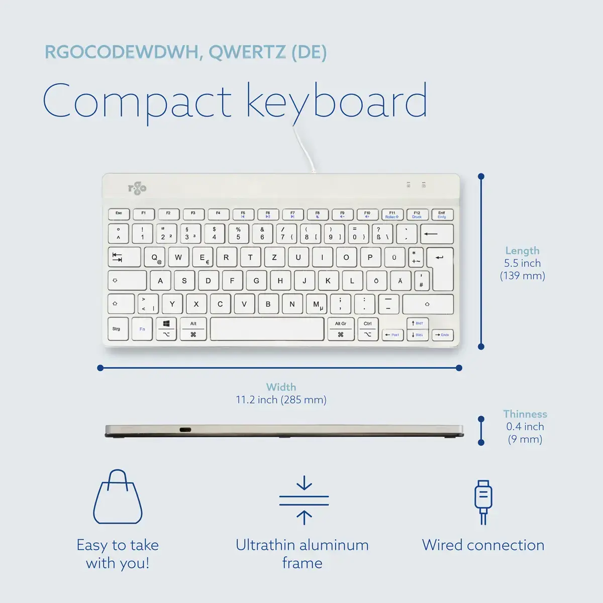 R-Go Tools Compact Break ergonomiska tastatūra QWERTZ Photo 12