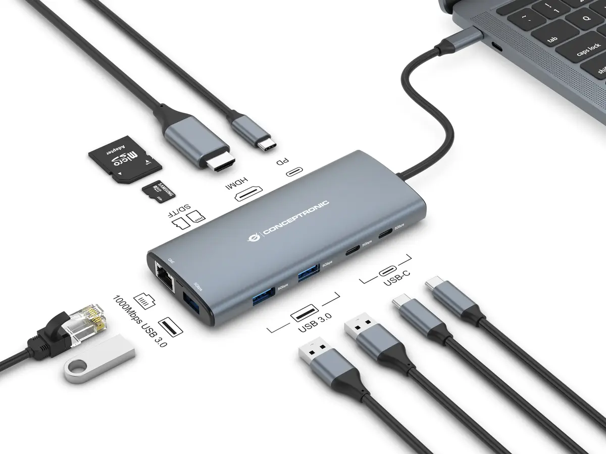 Док-станция Conceptronic DONN06G 10-в-1 USB-C Photo 4