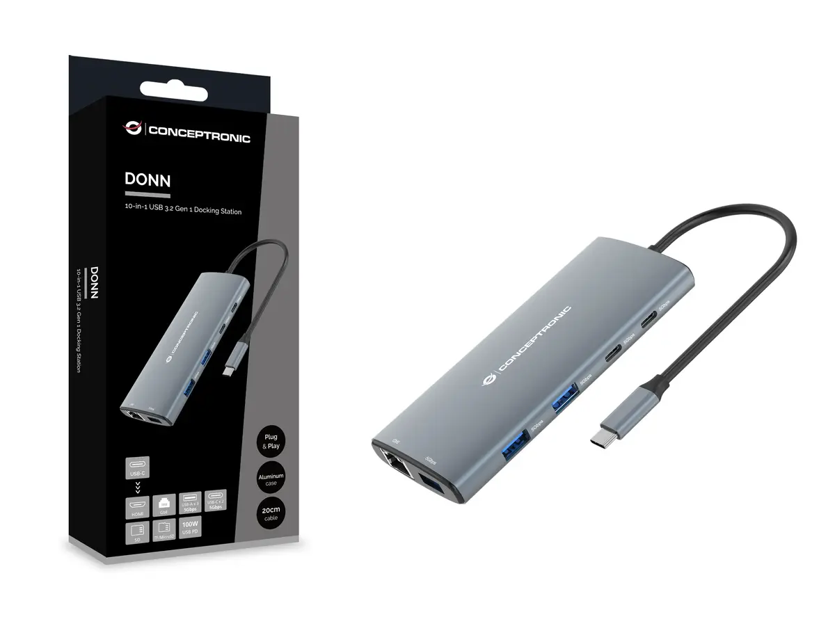 Док-станция Conceptronic DONN06G 10-в-1 USB-C Photo 5