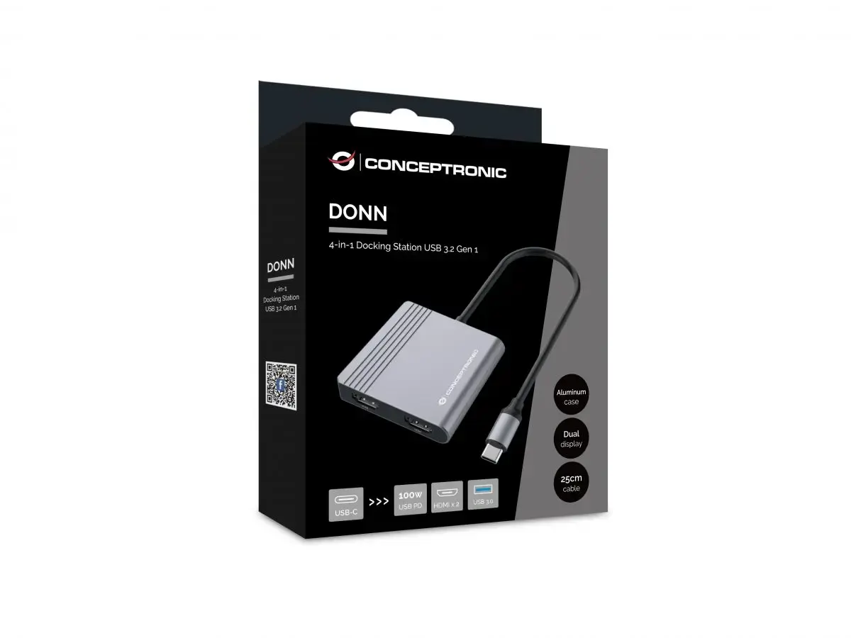 Док-станция для ноутбука Conceptronic DONN13G USB-C Photo 5