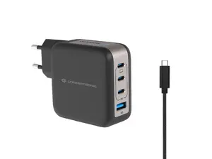 Conceptronic 100W GaN 4-portu USB lādētājs ar 3x USB-C un 1x USB-A, QC 3.0, PPS un 1.5 m kabeli