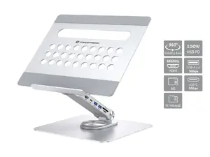 Conceptronic DONN27G 7-in-1 Laptop Stand and Docking Station with USB-C