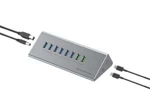 Conceptronic HUBBIES18G 10-in-1 USB 3.2 Gen 1 centrmezgls un 60W lādētājs ar USB-C un USB-A kabeli