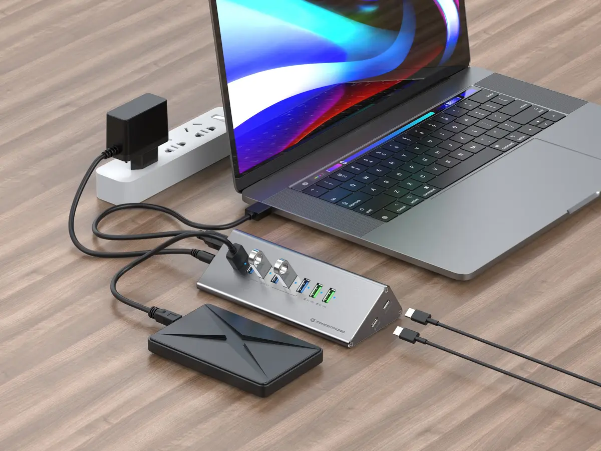 Conceptronic HUBBIES18G 10-in-1 USB 3.2 Gen 1 centrmezgls un lādētājs Photo 5