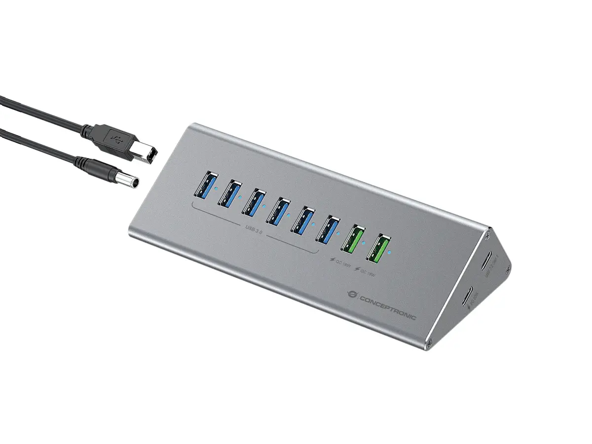 Conceptronic HUBBIES18G 10-in-1 USB 3.2 Gen 1 centrmezgls un lādētājs Photo 6