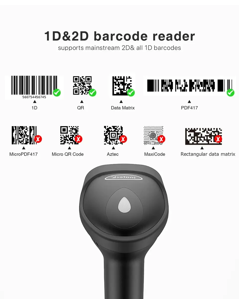 Inateck BCST-50 Handheld 1D/2D Wireless Barcode Scanner Photo 2