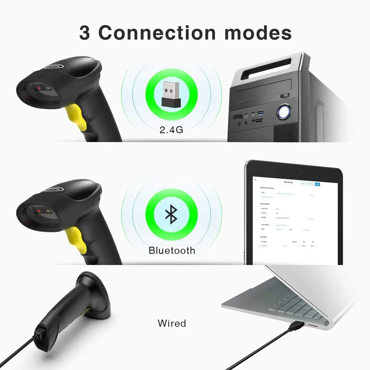 Inateck BCST-50 Handheld 1D/2D Wireless Barcode Scanner Photo 4