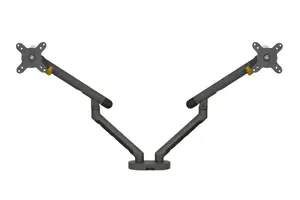 BakkerElkhuizen BE Flexible Dual Monitor Arm, Clamp Mount, for 17-35 inch Screens, Dark Grey