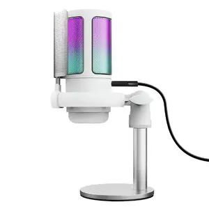 Микрофон для подкастов Trust GXT 238W Auron, USB, проводной, серо-белый