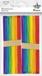 Titanum Wooden Craft Sticks, Straight, 18x150mm, Assorted Colors, 50 Pieces