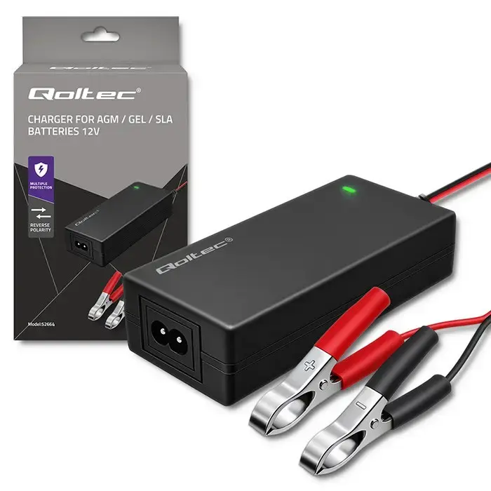 Qoltec 52664 12V 4A 48W akumulatoru lādētājs AGM GEL STD Photo 2